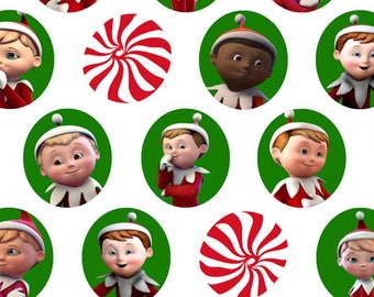 Elf on the Shelf - character heads and Mints from Quilting Treasures - by the yard