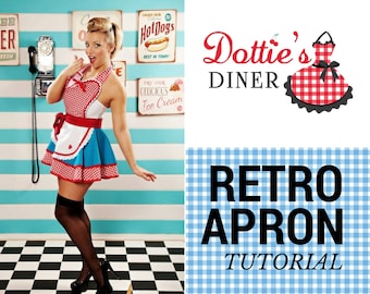 Apron Tutorial and Pattern PDF Dotties Diner Apron Retro 50s Apron Sewing Tutorial Digital Instant Download