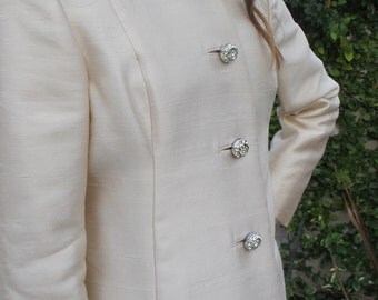 Vintage Ivory Silk Shantung Coat Circa 1950