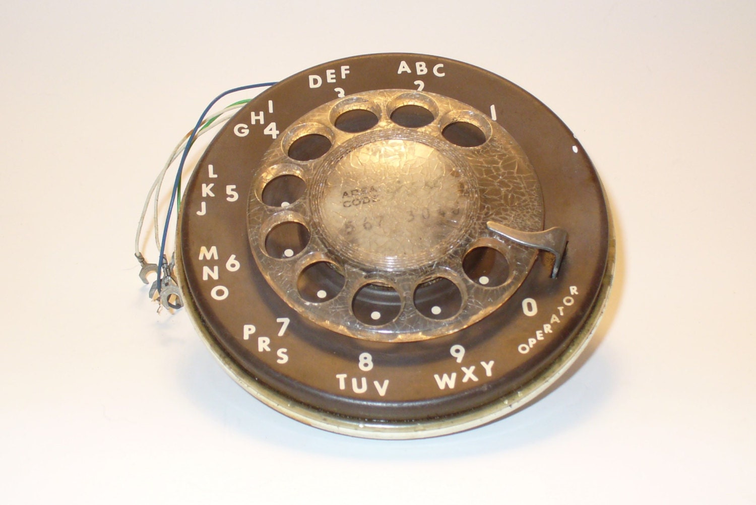 Vintage Rotary Phone Dial with Mechanism Brown Dial Face