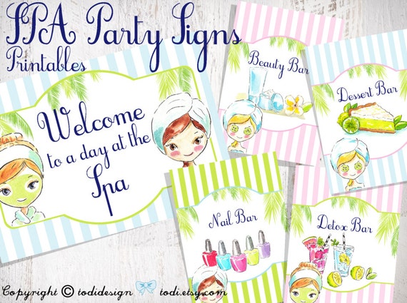 SPA Party Printables INSTANT DOWNLOAD Party Signs
