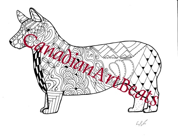 Corgi Cute Dog Coloring Page Downloadable by CanadianArtBeats