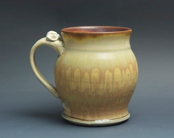 Handcrafted pottery beer mug, ceramic mug, stoneware stein amber rust 24 oz 3498
