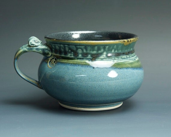 Download Handmade pottery soup mug ceramic chili mug medium blue cereal Yellowimages Mockups