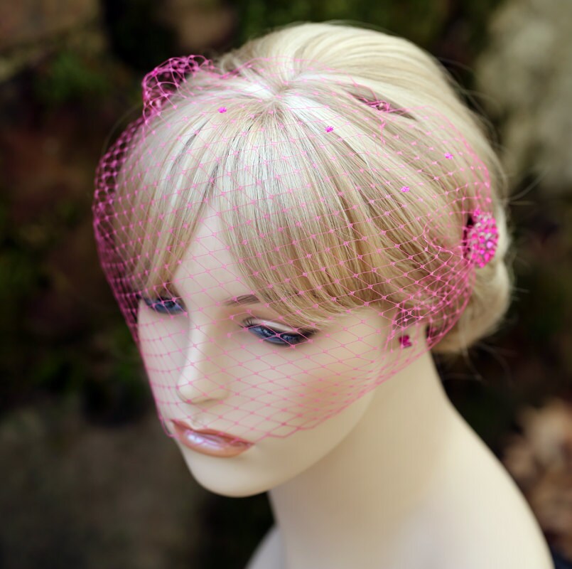 Pink Birdcage Veil Pink Visor Veil Hot Pink Hair