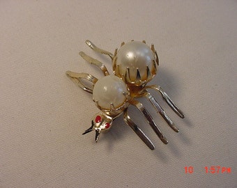 Vintage Spider Brooch With Faux Pearls 16 - 470