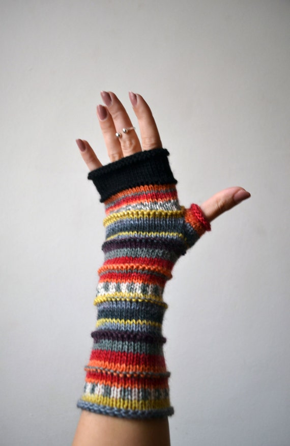 Merino Wool Fingerless Gloves Knit Fingerless gloves by lyralyra