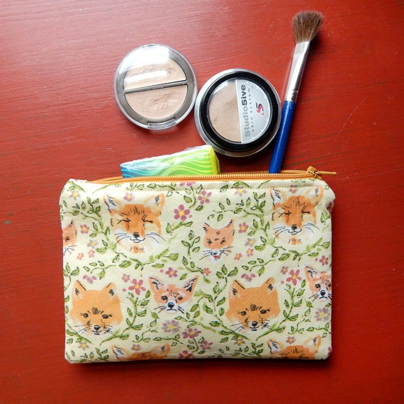 Foxes and Flowers Lined Cosmetics Bag