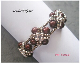 Beaded Bracelet Pattern - Copper Pearl Metal Bracelet (BB149) - Beading Jewelry PDF Tutorial (Digital Download)