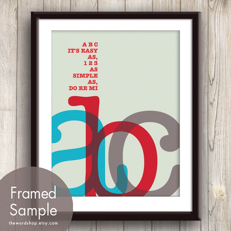 ABC as easy as 123 lyrical Unframed Art Print by