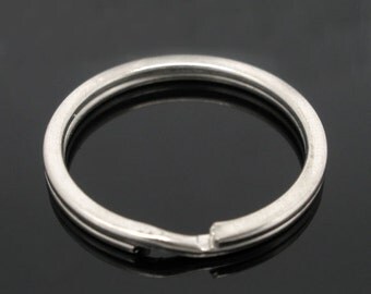 20pcs Wholesale Key Ring Findings - Silver Blank Split Rings - Key Chain Supply 25mm x 2mm -Circle Round Keychain Bulk Lot Silver Plated C26