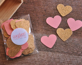 Bridal Brunch Party Decor. Handcrafted in 2-3 Business Days. Bridal Shower Decorations. Coral and Gold Heart Confetti 50CT.