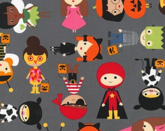 Robert Kaufman Charcoal Pumpkin Fun Kids Fabric - 1 yard