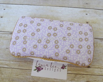READY TO SHIP, Lavender Purple White and Metallic Gold Flowers Travel Baby Wipe Case, Personalized Baby Shower Gift, Wipe Holder, Wipecase