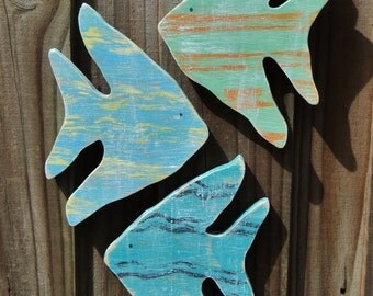 Tropical Fish, Wood Art, Nautical Wall Art, Rustic Wooden Angel Fish