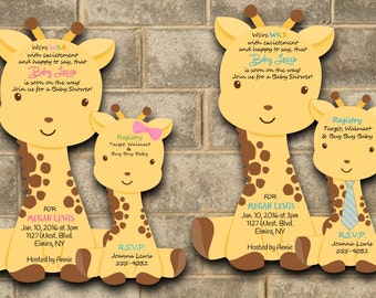 Giraffe Baby Shower Invitation, Giraffe Baby Shower invitations, Safari Invitations, Giraffe Jungle Theme, Boy, Girl Shower Cards