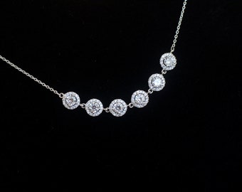 Bridal Necklace, Cubic Zirconia Bridal Necklace ,Bridal Jewelry, Wedding Jewelry, Cubic Zirconia Bridal Jewelry, CZ Bridesmaids Necklace