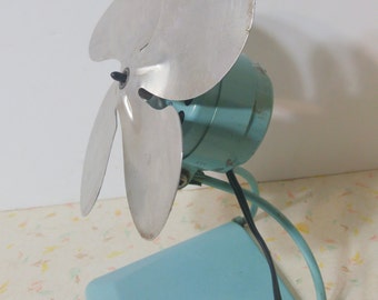 Vintage Torcan Table Fan Industrial Aqua