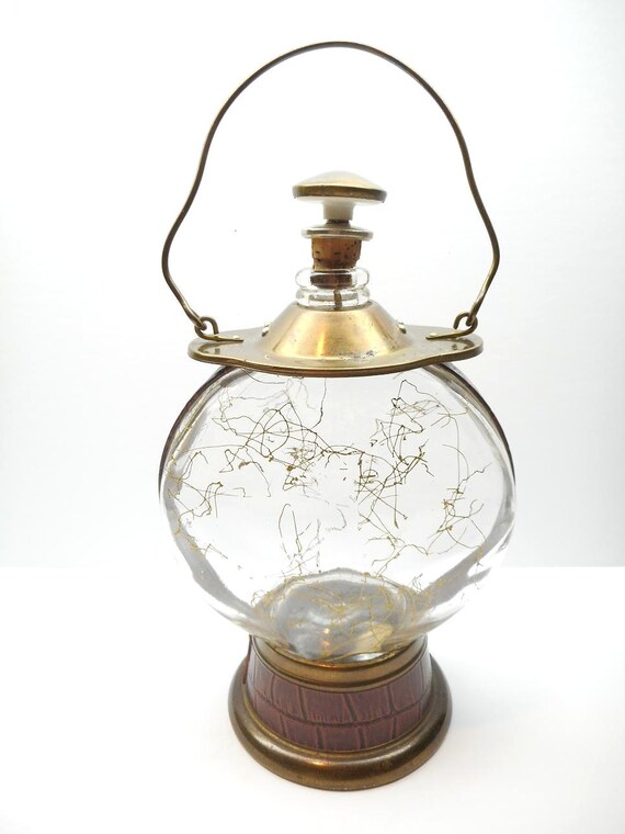 Vintage Musical Decanter Glass and Brass Liquor Decanter