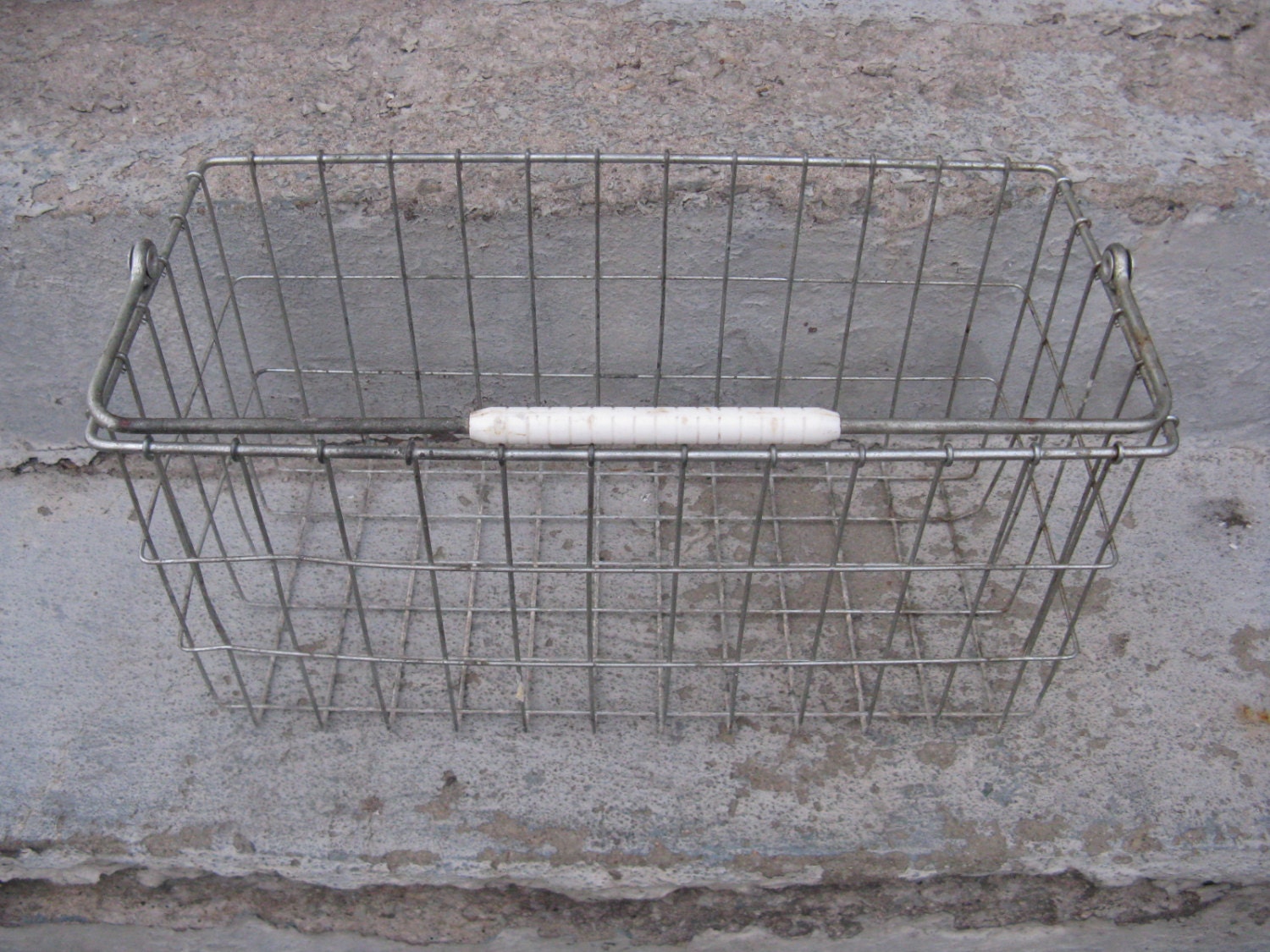 vintage metal storage basket with handle rectangular office
