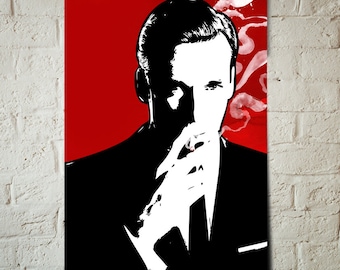 Mad Men Don Draper fan art illustration, Pop Art style celebrity portrait, Mad Men Print, Mad Men Poster, Mid Century Mordern Decor