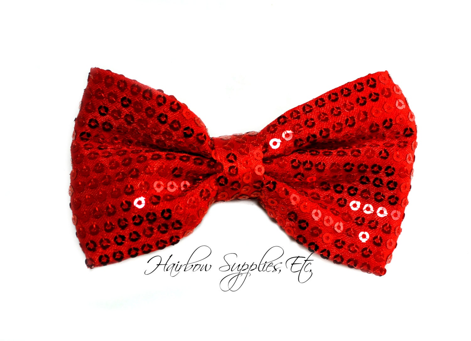Red Sequin Basic Bow 4 inch Red Bow Red Hair Bow Red Bow