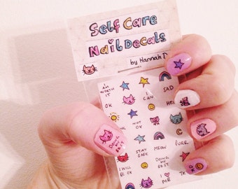 Self Care Nail Decals by Hannah Daisy