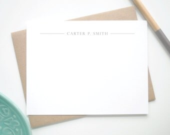Professional Personalized Stationery Cards / Personalized Stationary with Centered Name / Set of 12 Custom Notecards