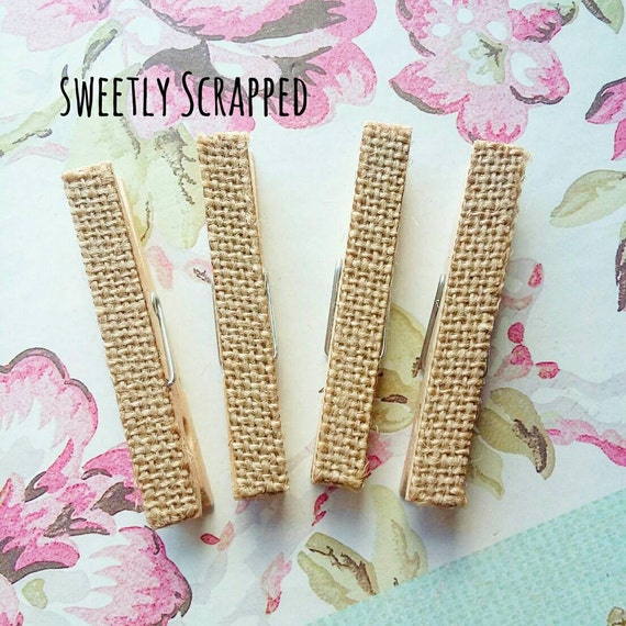 4 Burlap Covered Clothespins ... Rustic, Country, Home, Clothes, Pegs, Country Decor, Garland Supplies, DIY, Wedding