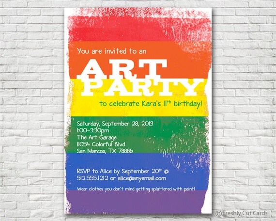 Art Party Birthday Invitation - Printable or Printed (w/ FREE Envelopes) Il_570xn