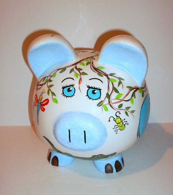 Piggy Bank Jumbo Hand Painted Large Ceramic Jungle Animals