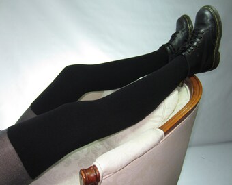 Black Cashmere Leg Warmers Boot Socks Thigh Highs Over the Knee Sock 100% Pure Cashmere A1124