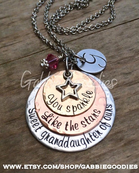 Custom Hand Stamped Granddaughter Gift Keepsake Sparkle like