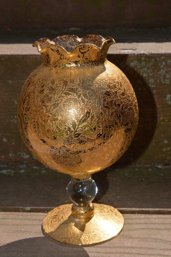 Embossed Gold Floral Vase