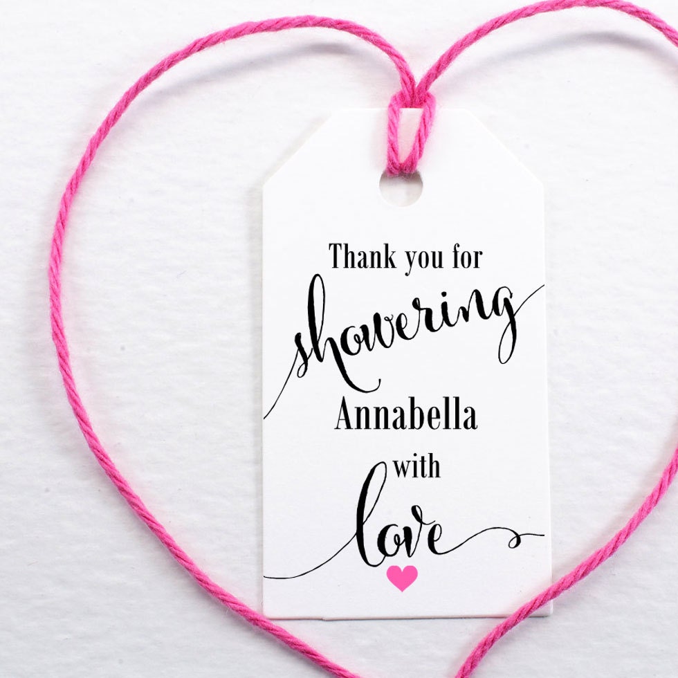 Bridal Shower Favor Tags Showering with Love Tags Bridal
