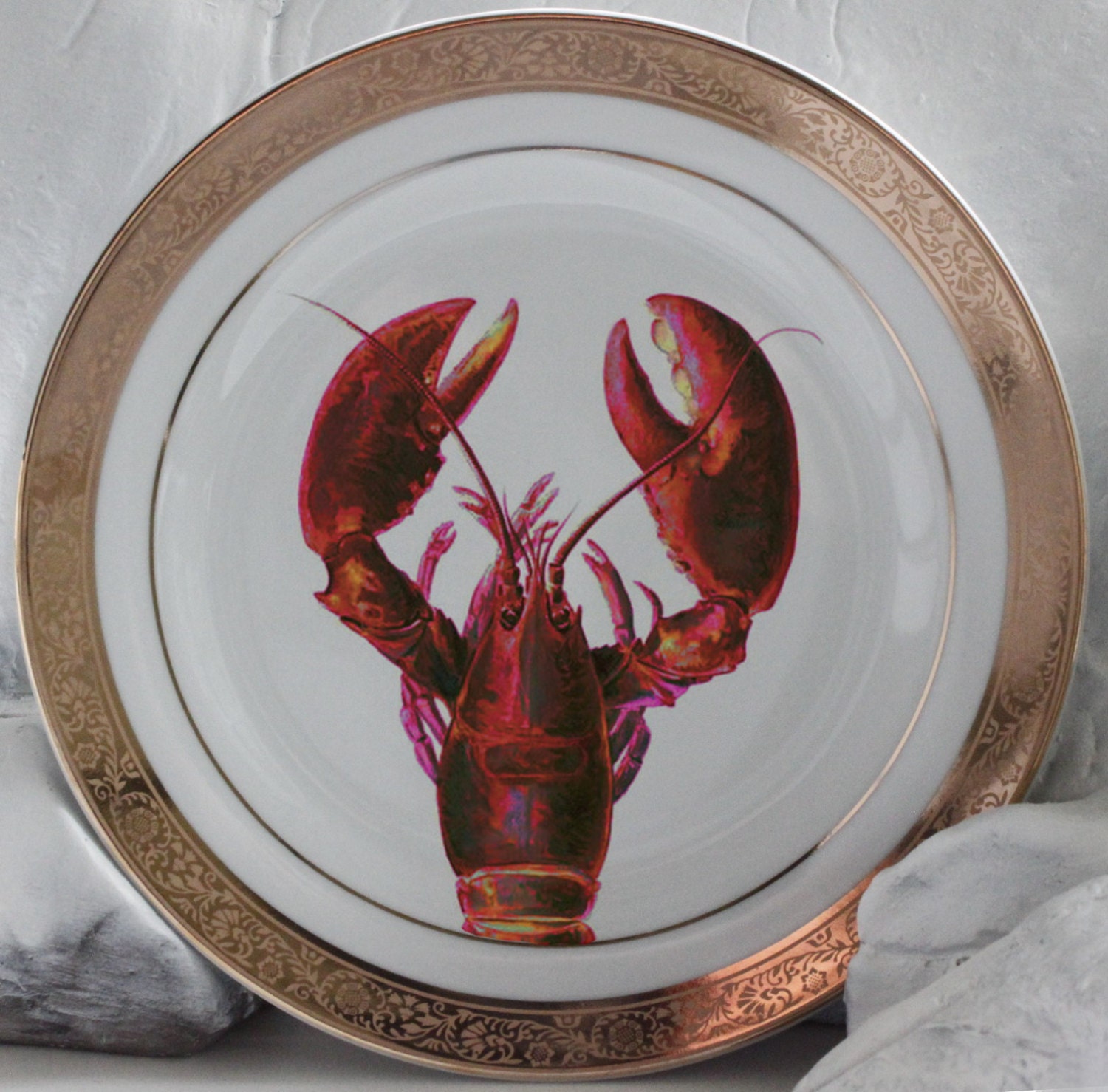 Gold Lobster Seafood Plate Lobster Dish Lobster Dinnerware