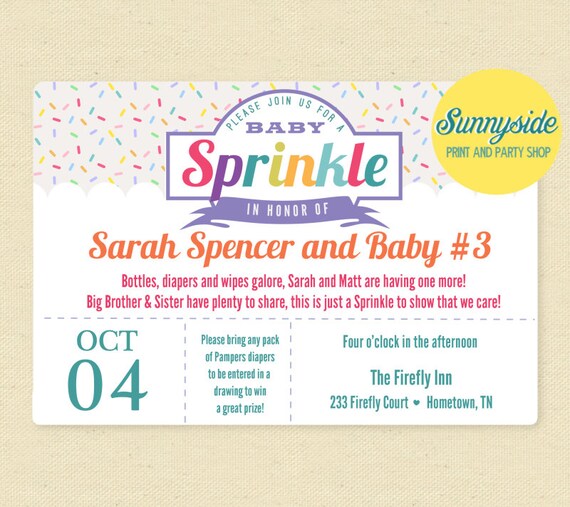 Retro Baby SPRINKLE Invite - Gender Neutral Printable Sprinkle / Baby Shower Invitation Il_570xn