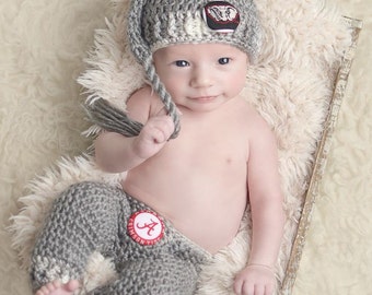 Alabama Crimson Tide - Big Al - Infant Stocking Cap and Pant Set - Bama - Football - Original - Team Sports - Roll Tide - Handmade in USA