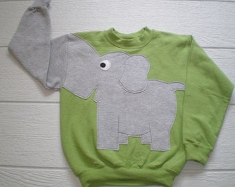 Kiwi green Childrens Elephant Trunk sleeve sweatshirt, sweater, elephant jumper, KIDS small, medium, large, Special Deal