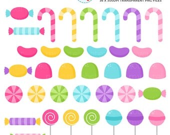 Sweets & Candy Clipart Set - clip art set of lollipops, candy, sweets, candy canes - personal use, small commercial use, instant download