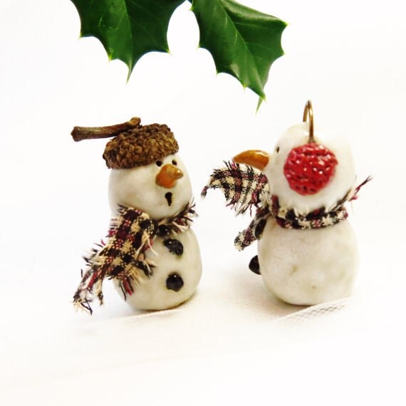 Ceramic Snowman Ornament / ONE Handmade Pottery by TuppersPerch