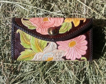 Men's Leather Wallet with Horse and Oak Leaves