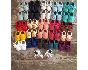 100% genuine leather baby moccasins Mocs moccs