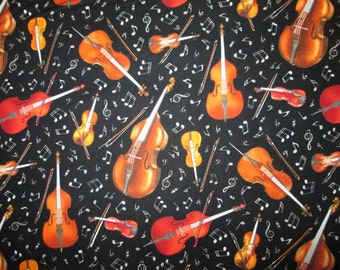 String Instruments Music Notes Cotton Fabric Fat Quarter or Custom Listing