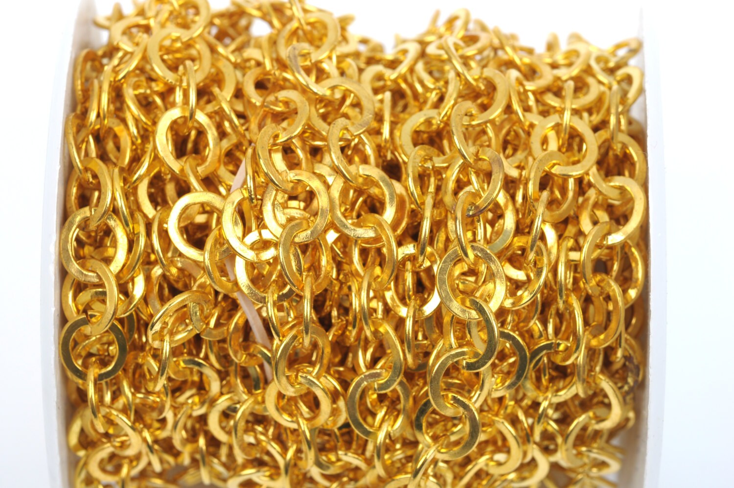 1 yard (3 feet) Bright Gold ROUND Link Chain, links are 8mm FCH0340 | eBay