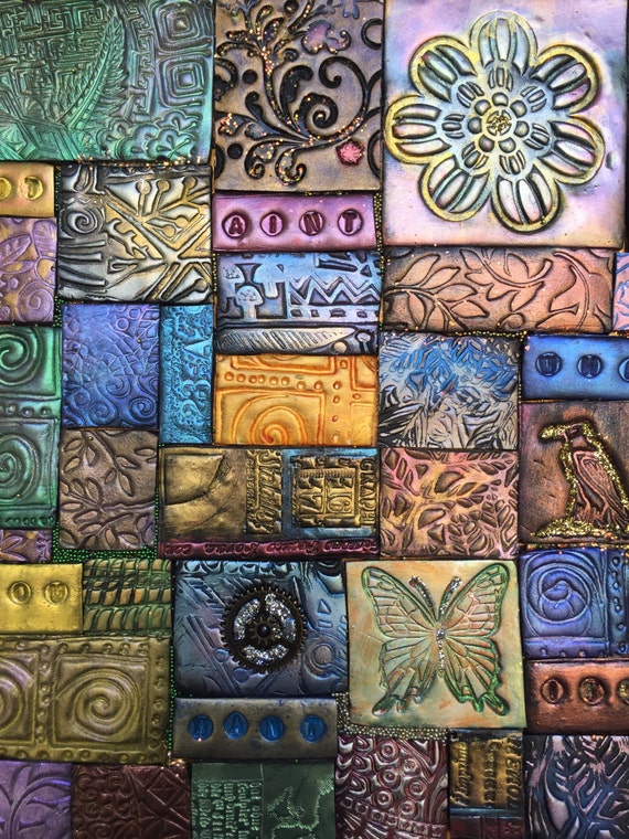 Polymer clay mosaic with message