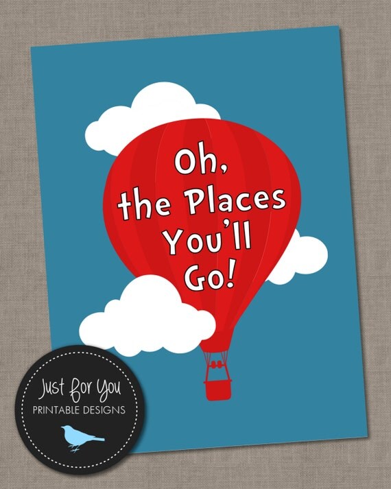 Oh the Places Printable Wall Art YOU PRINT by 4UPrintableDesigns