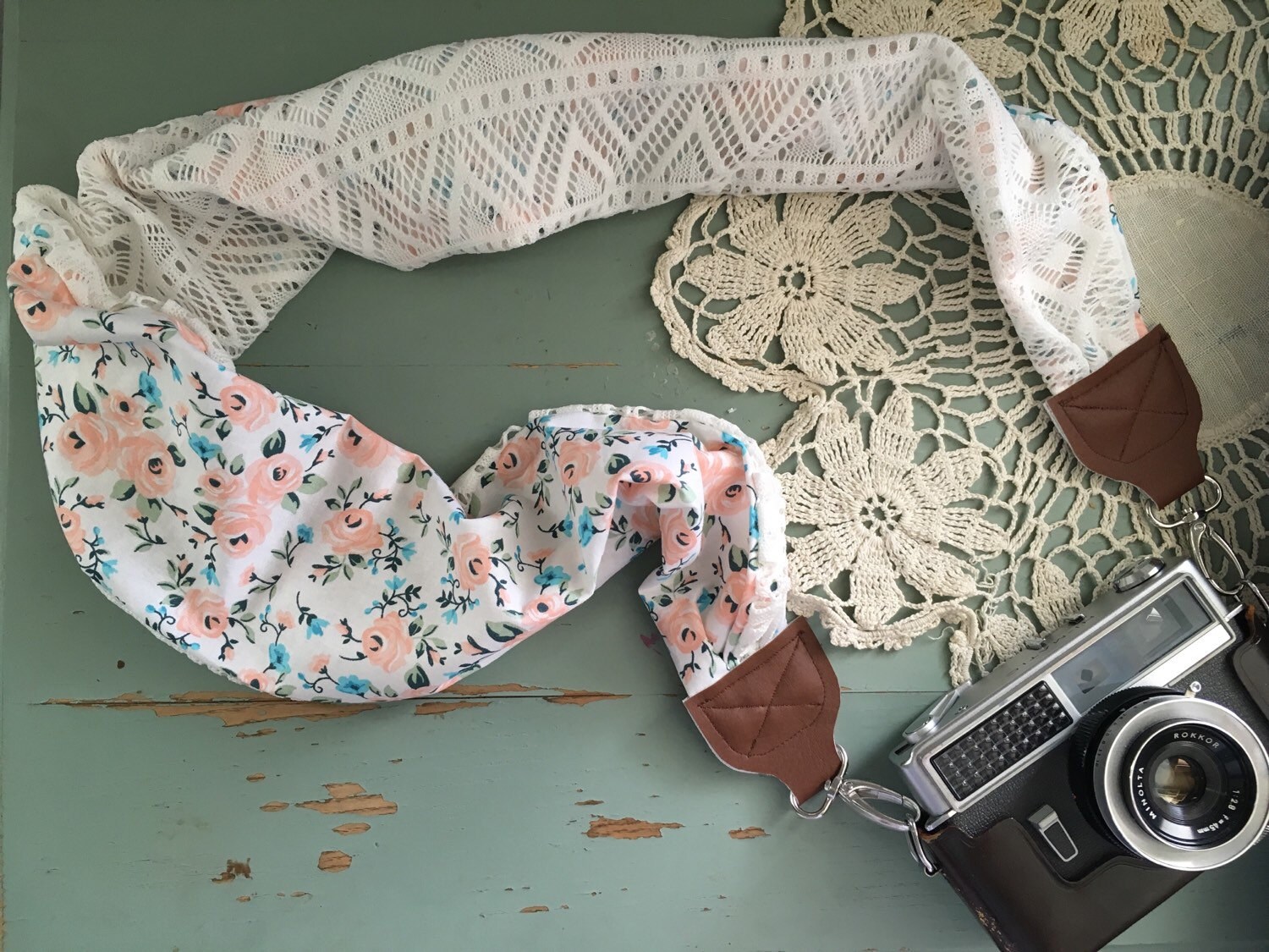 Floral and lace camera strap