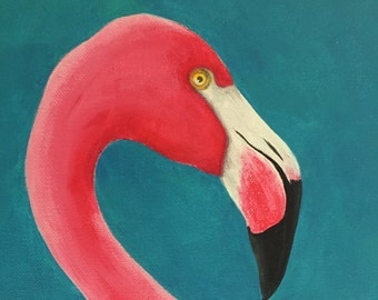 Flamingo, Pink Flamingo, Acrylic Painting, Pink Flamingo Original Art, Flamingo Painting, Flamingo Picture, Flamingo Art