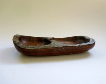 Vintage Wood Tray Office Desk Storage Handmade in Mozambique